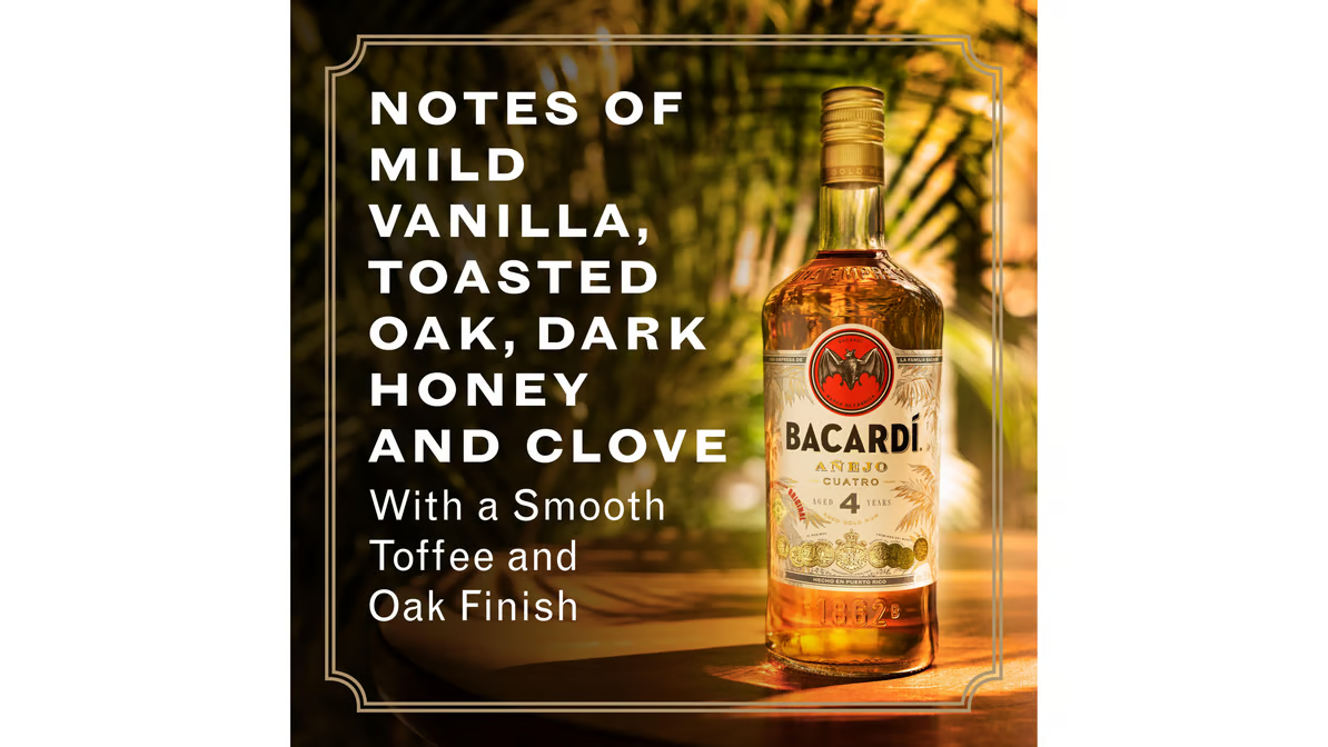 Bacardi 80 Proof 4 Year Anejo Cuatro Gold Rum Bottle 750 ml2