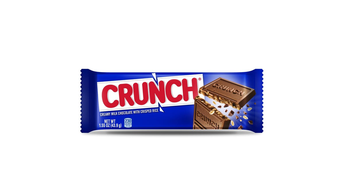 crunch creamy milk chocolate with crisped rice candy bar full size  1.55 oz