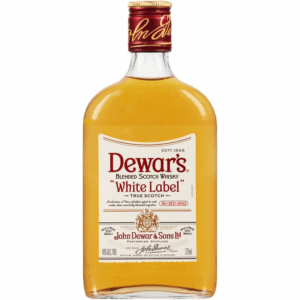 dewars white label 80 proof blended scotch whisky bottle  375 ml