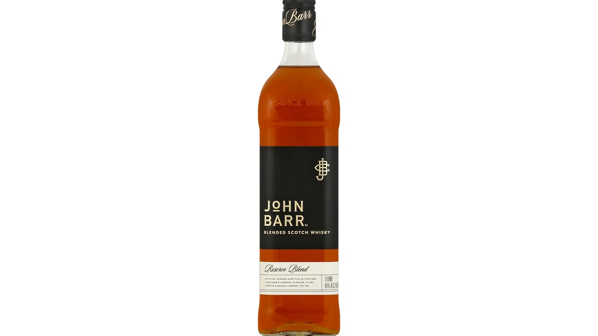 john barr 80 proof reserve blended scotch whisky bottle  750 ml