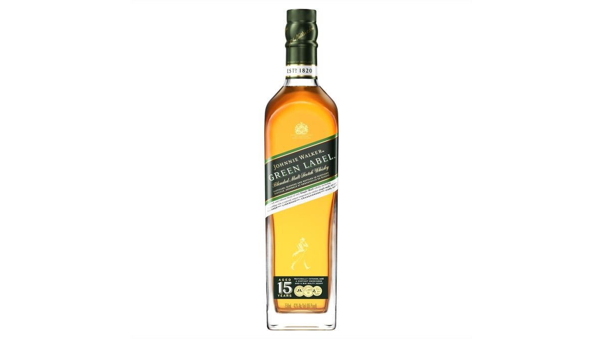 johnnie walker 96 proof green label 15 year blended malt scotch whisky bottle  750 ml