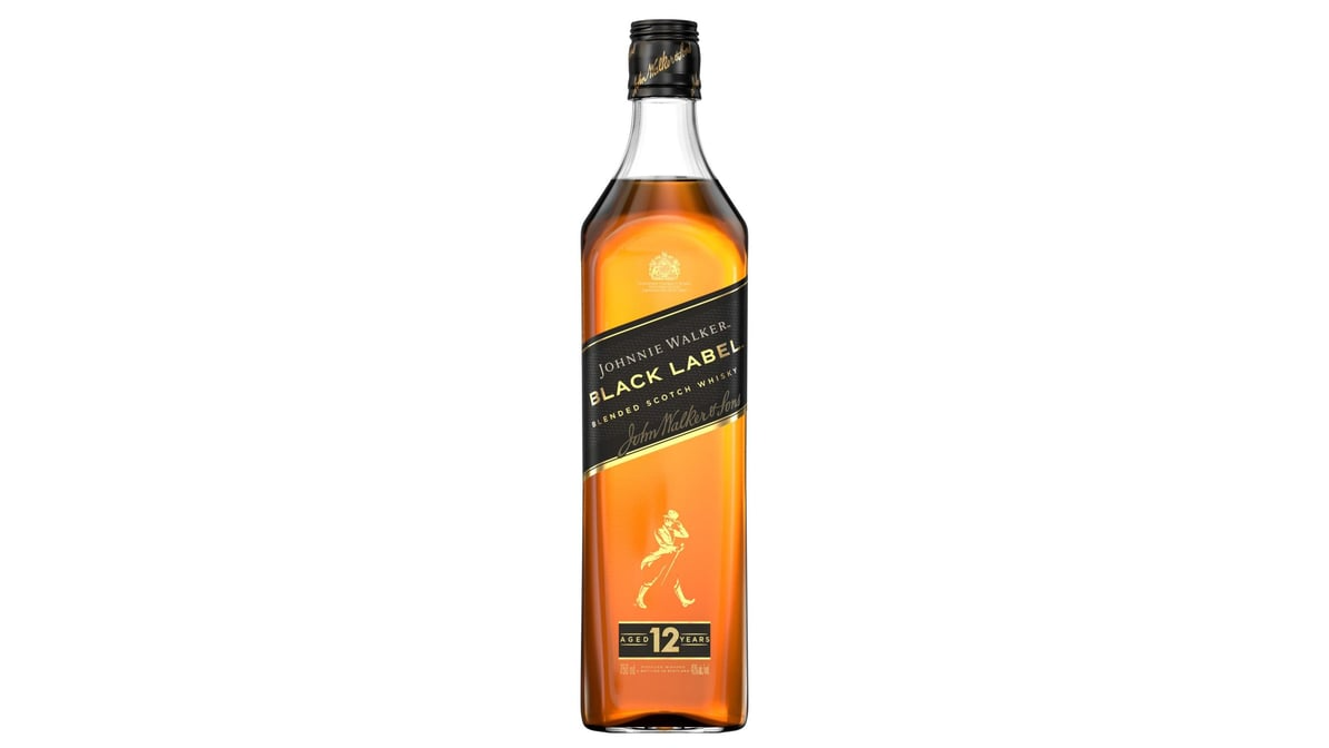 johnnie walker black label 80 proof 12 year blended scotch whisky bottle  750 ml