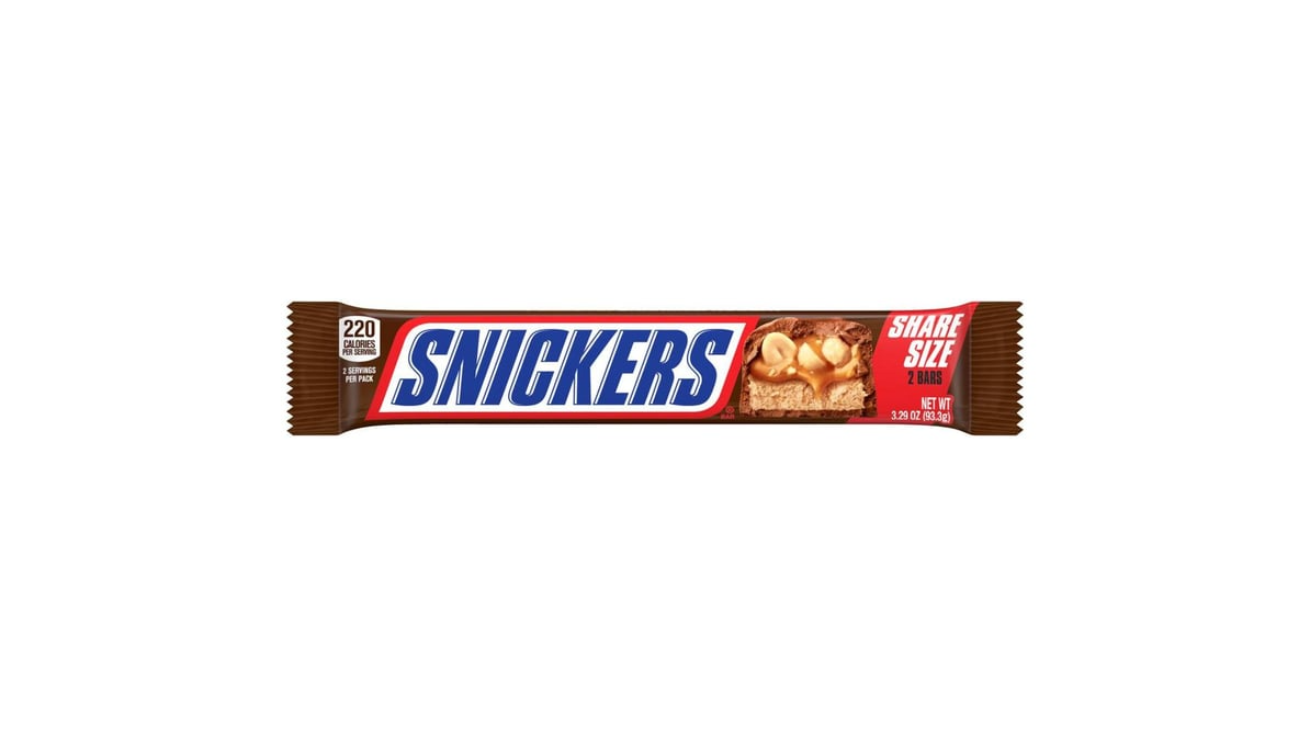 snickers milk chocolate share size candy bar  3.29 oz